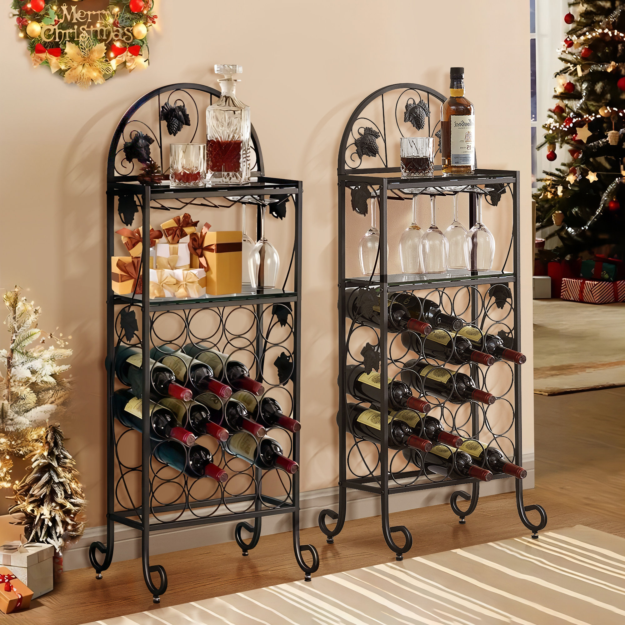 Vecelo 20 Bottle Glass Wine Rack in Black & Reviews - Wayfair Canada