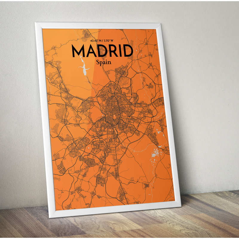 Madrid City Map - No Frame Print, 70cm H x 50cm W x 0.13cm D