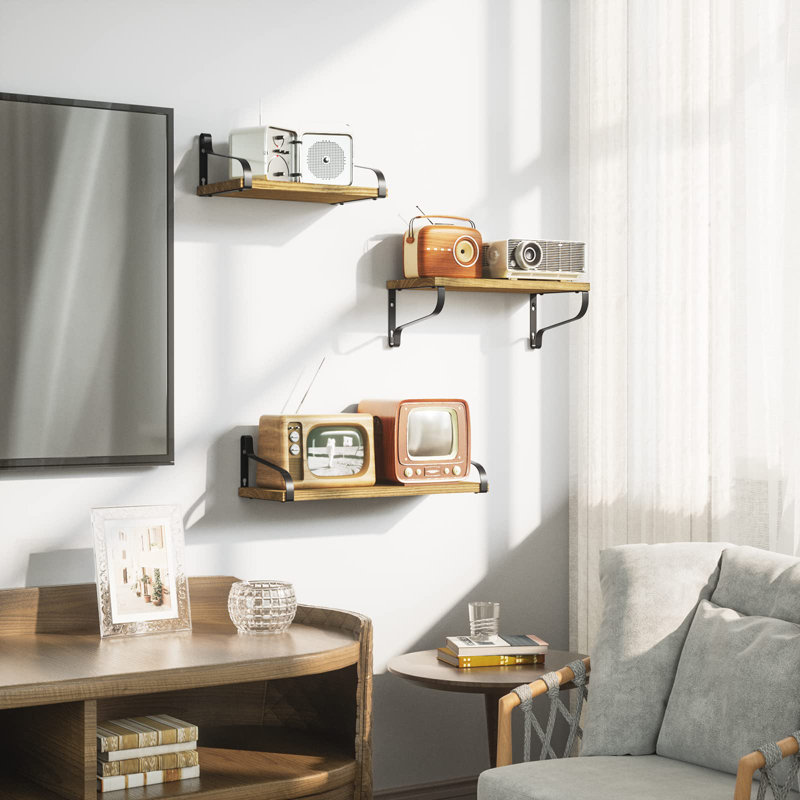 Mekela Solid Wood Floating Shelf, Brown
