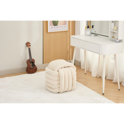 Chenille élégante - Beige pour le salon, tabouret de pied confortable pour la chambre à coucher