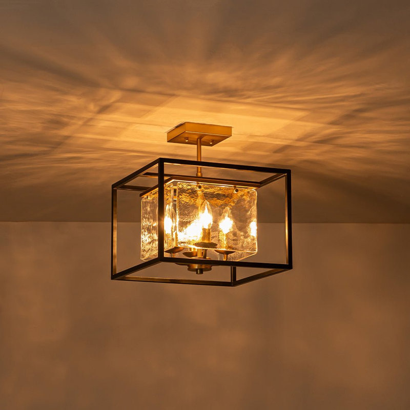 Gilbertsville 4-Light Rippled Glass Square Semi-Flush Mount