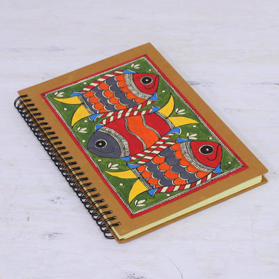 Poissons joyeux et journal Madhubani