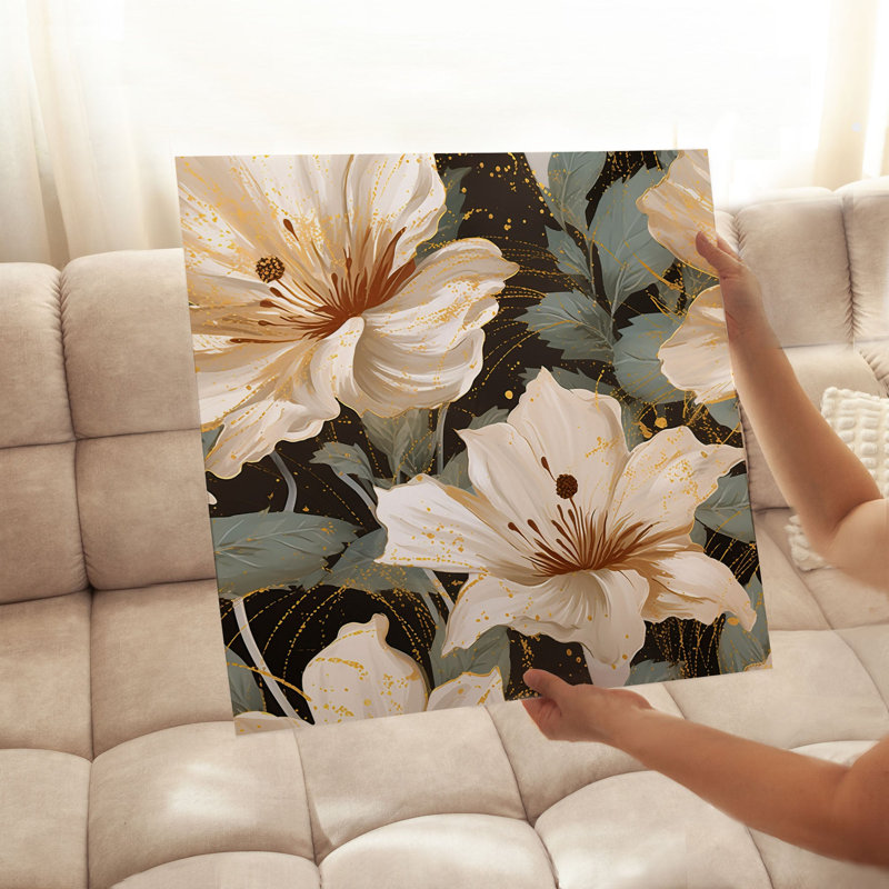 Fleurs florales V, reproduction d'art moderne sans cadre, H 28 po x l 28 po