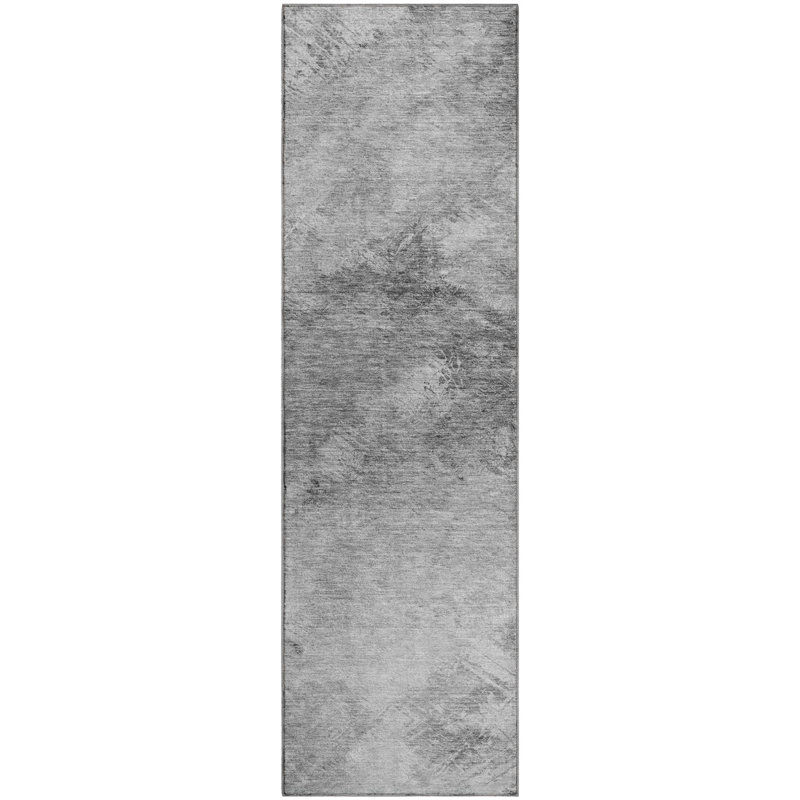 Premium Machine Washable Cerrito AMF590 Silver Rug, Runner 2'3" x 7'6"