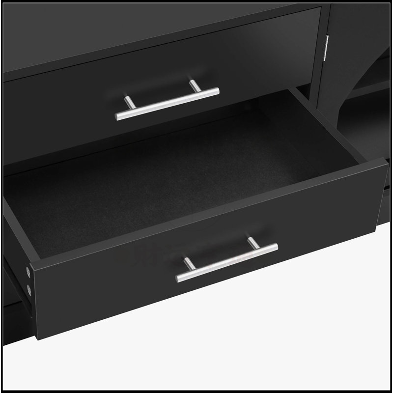 Meuble télé 68,9 po pour téléviseur de 75 po ou moins, Noir, noir, noir, noir