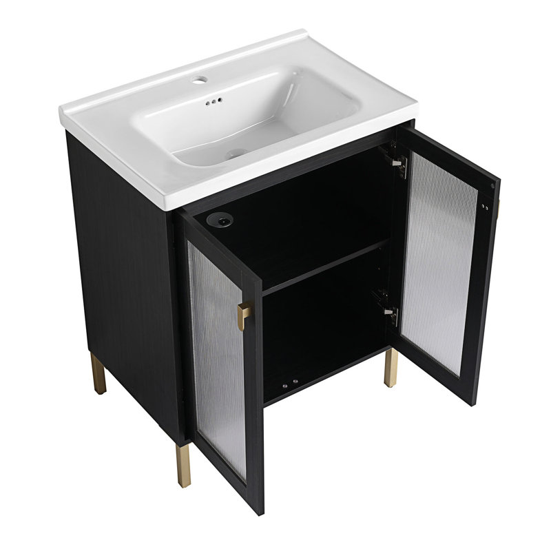 Meuble-lavabo autoportant avec lavabo en céramique