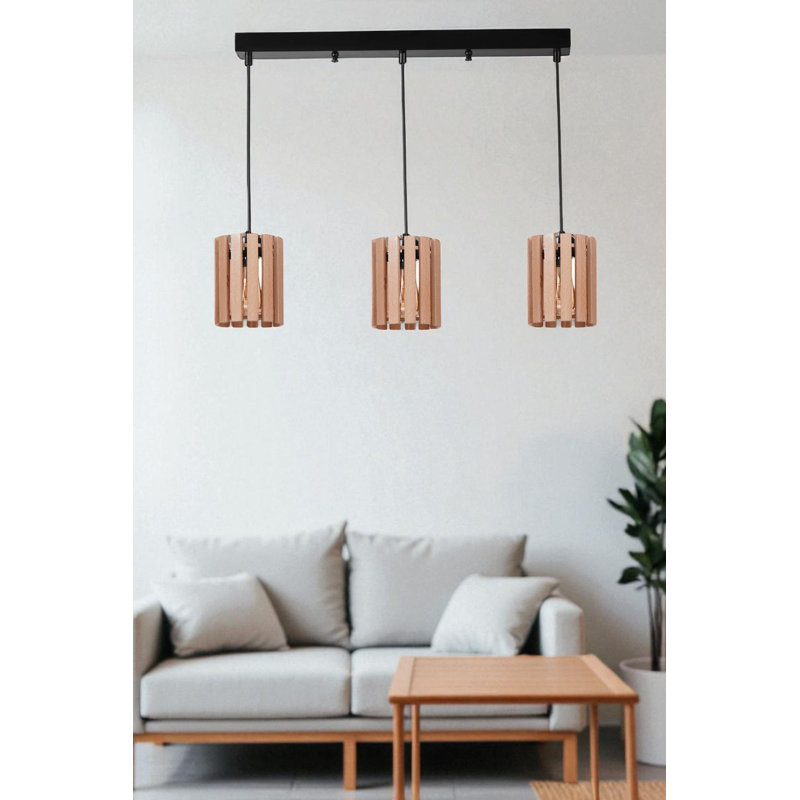 Lustre, Chêne / noir, 3 niveaux, Trois lumières