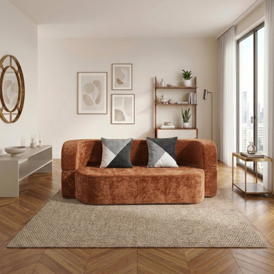 78.74" Convertible Sofa Bed - Modern Boneless Couch, Plush Fabric, High-Density Foam, No Assembly, Pillows