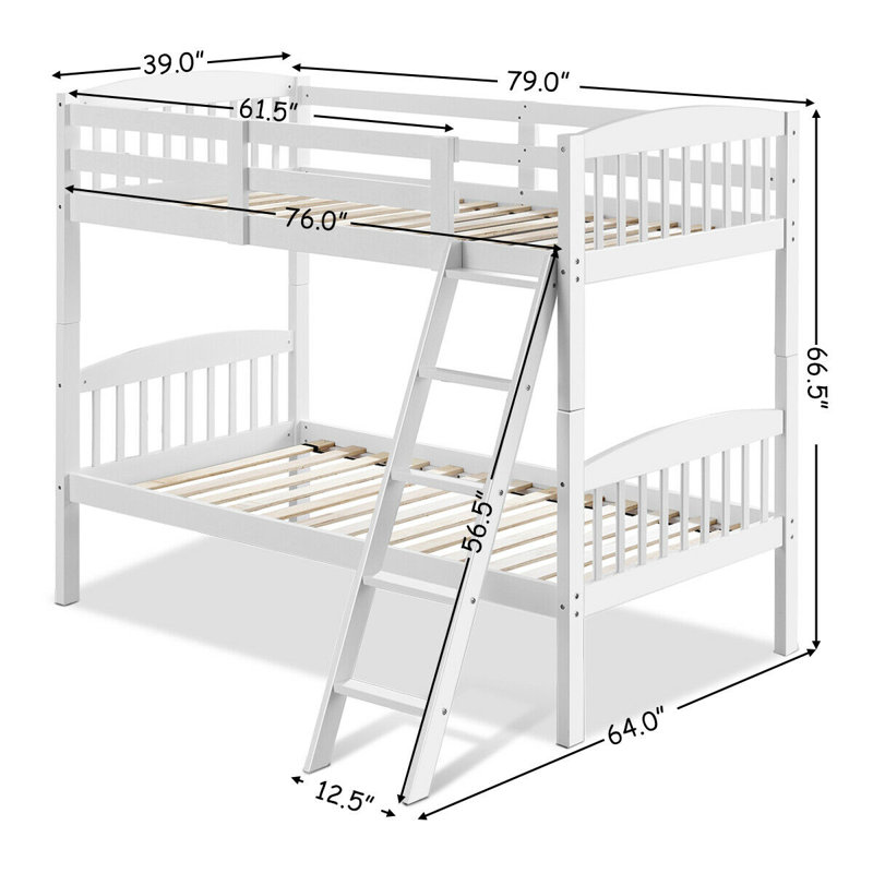 Maumee Kids Twin Bunk Bed, White