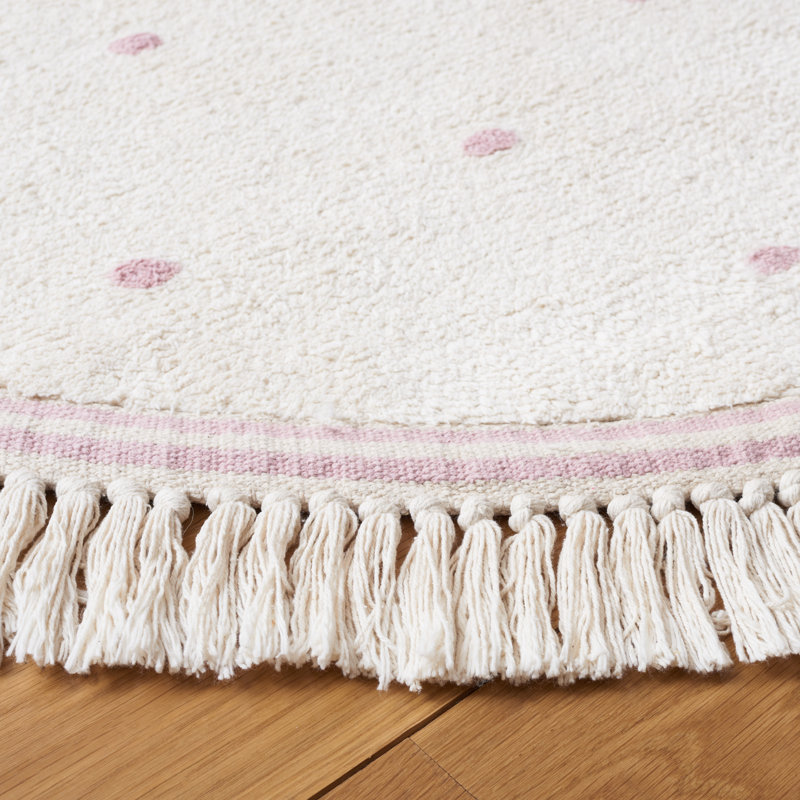Tapis ivoire / rose Easy Care 212, Rond 6 pi