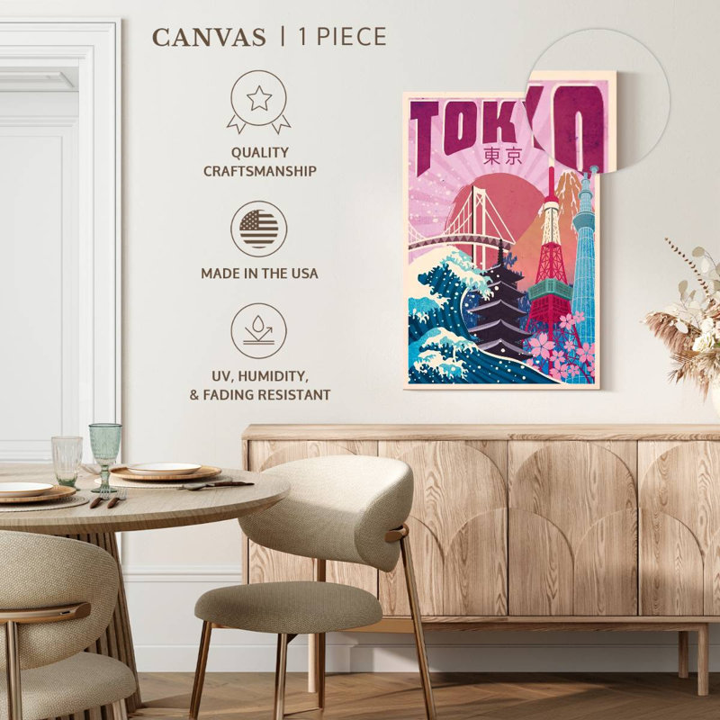 Affiche rétro de Tokyo, H 30 po x l 20 po