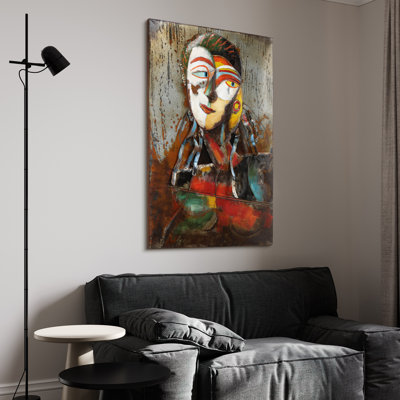Décoration murale peinte à la main en fer mélangé à la main "homme 1"