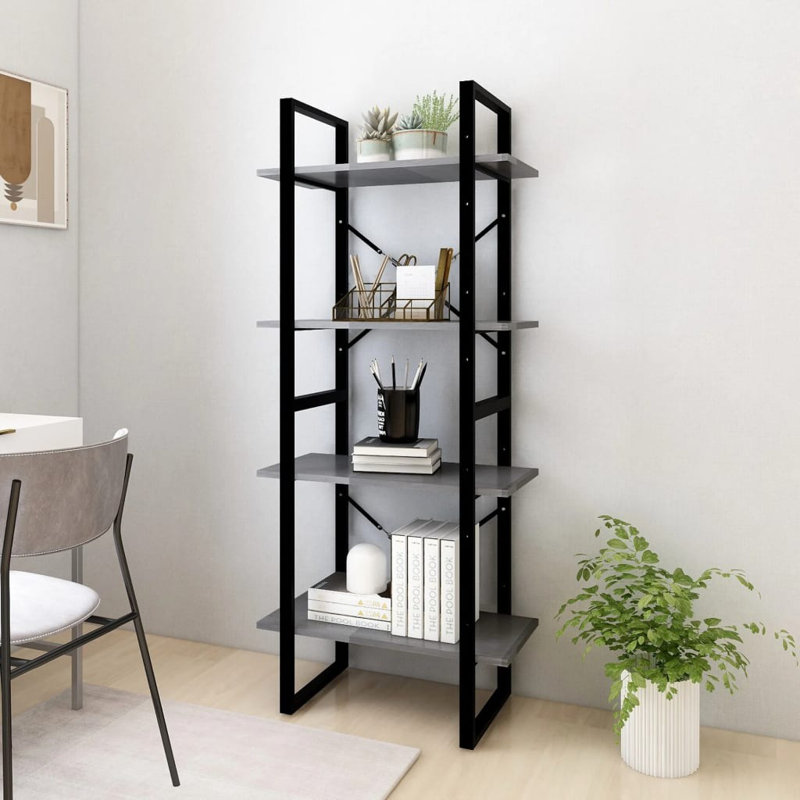 Bibliothèque vidaXL Bibliothèque en bois de pin massif et métal, H 55,1 po x l 23,6 po x P 11,8 po, Gris