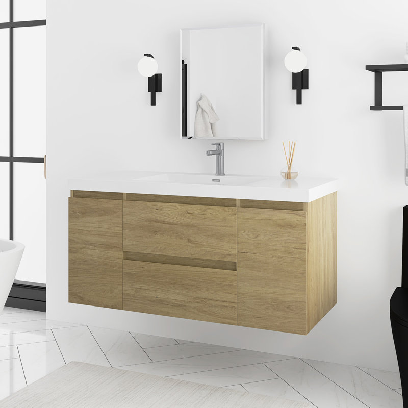 Meuble-lavabo flottant 48 po avec lavabo 48 po, Chêne