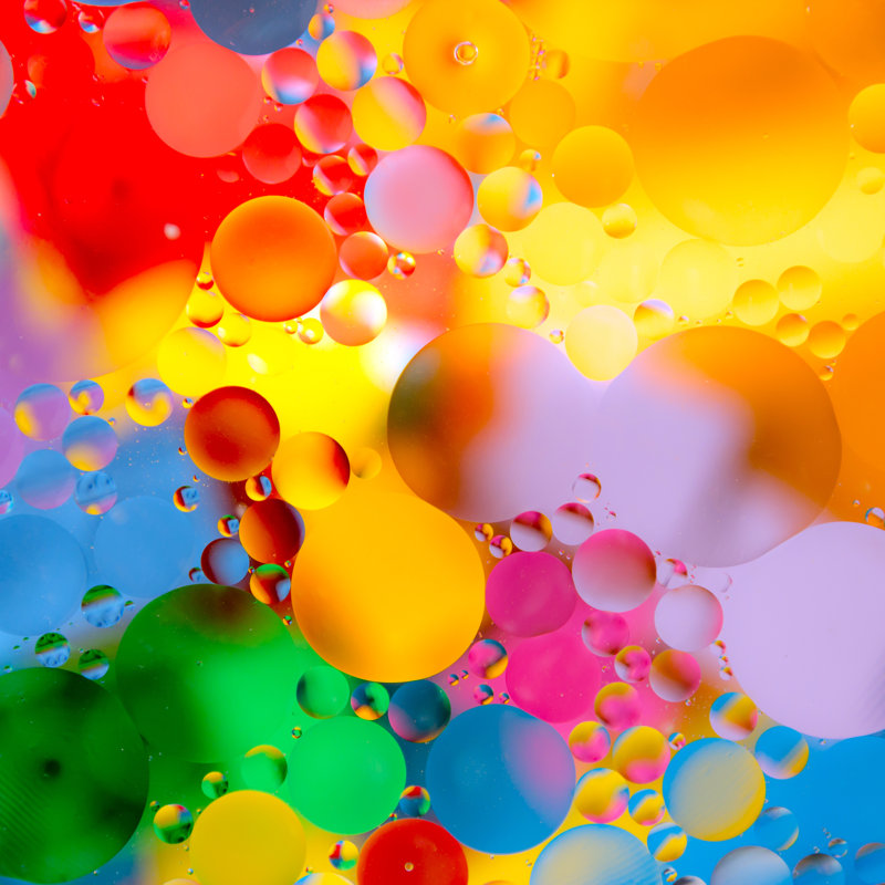 Oil Drops In Water On A Coloured Background, 30cm H x 30cm W x 3.8cm D