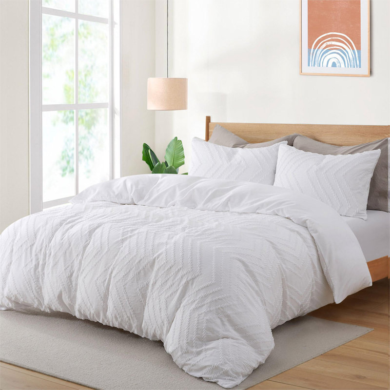 Microfiber Duvet Cover Set, King Duver Cover + 2 King Pillowcases, White