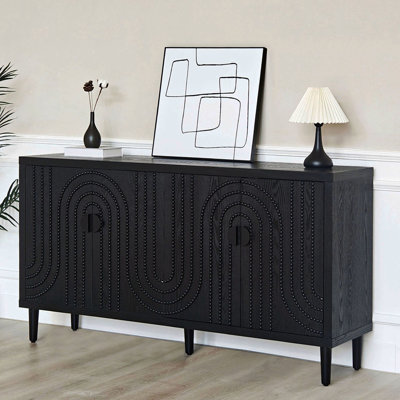 Modern 2 Large Storage Space Wooden Cabinet For Kitchen, Office Buffet With Capacity Dining Room, Kitchen