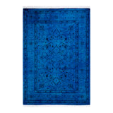 Hand Knotted Wool Contemporary Overdyed Blue Area Rug 9' 1" x 11' 10"