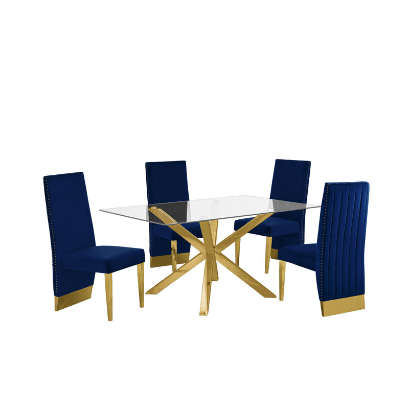 Ensemble repas pour 4 personnes Alayziah, Bleu marine