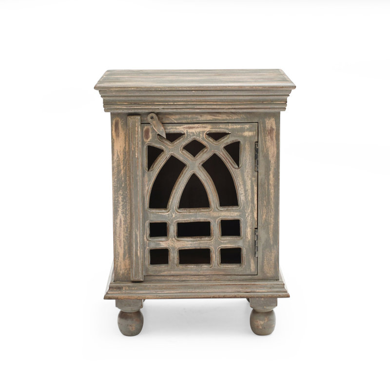Table de chevet en bois gris antique