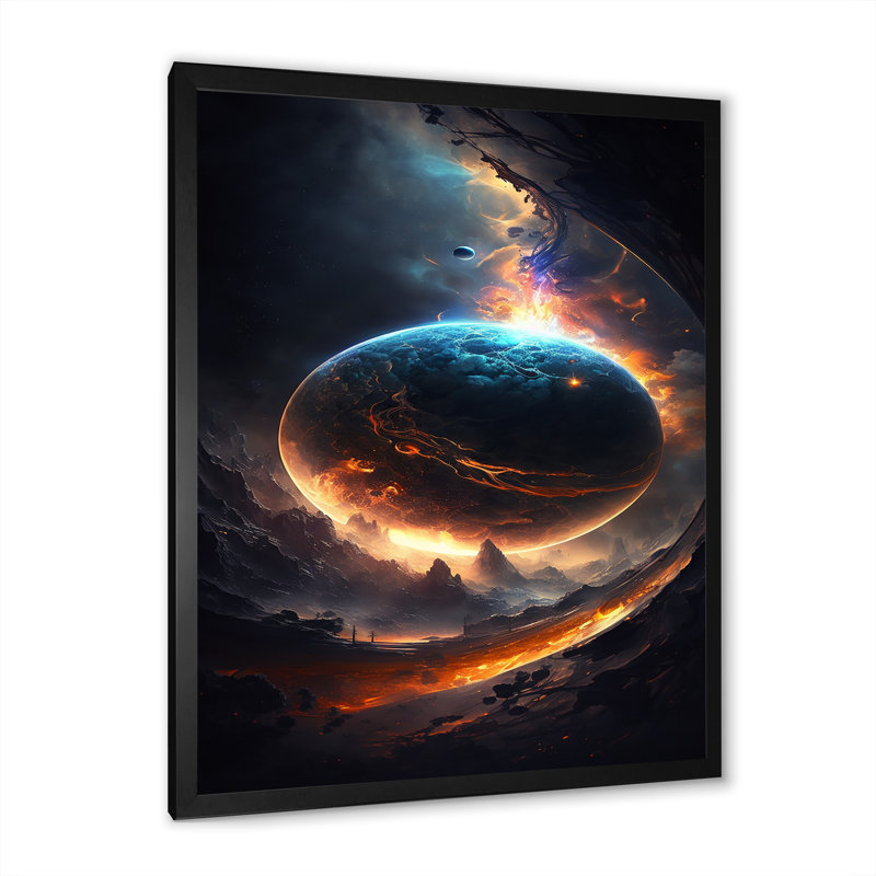 Planète fusion profonde III - reproduction sur toile, Impression noire sur toile encadrée, H 20 po x l 12 po x P 1 po