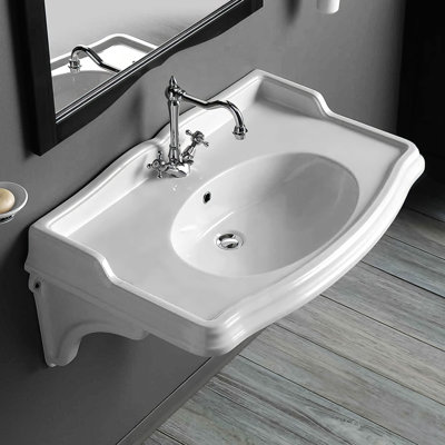 Grand lavabo mural traditionnel 40 "avec support ovale intégré et supports en céramique Whitehaus