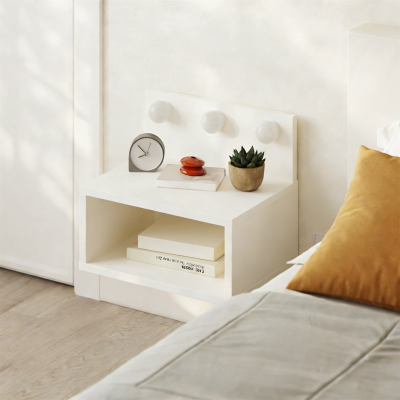 40cm W Manufactured Wood Bedside Table, White