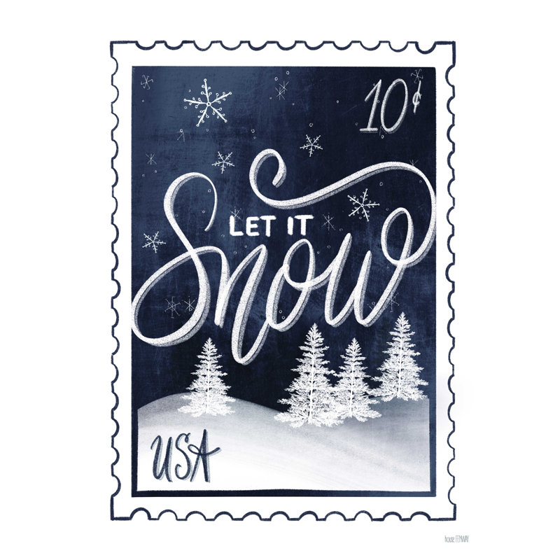 «Christmas Stamp Let It Snow», reproduction sur toile tendue, H 32 po x l 24 po