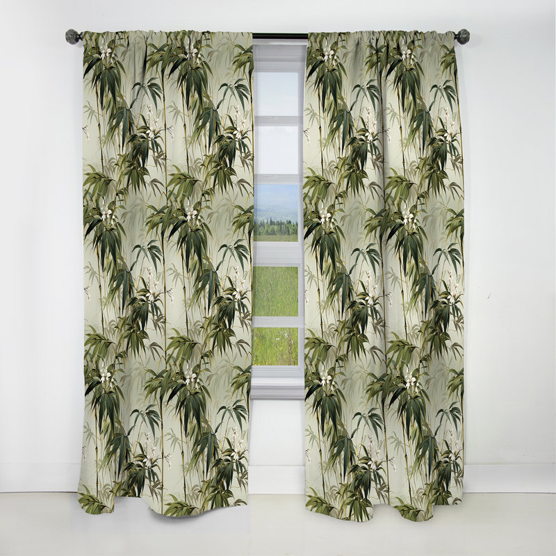 Bamboo Elegance Tropical Motif IV - Rideau à motif floral - Rideau occultant à motif floral - 1 panneau, L 52 po x L 95 po