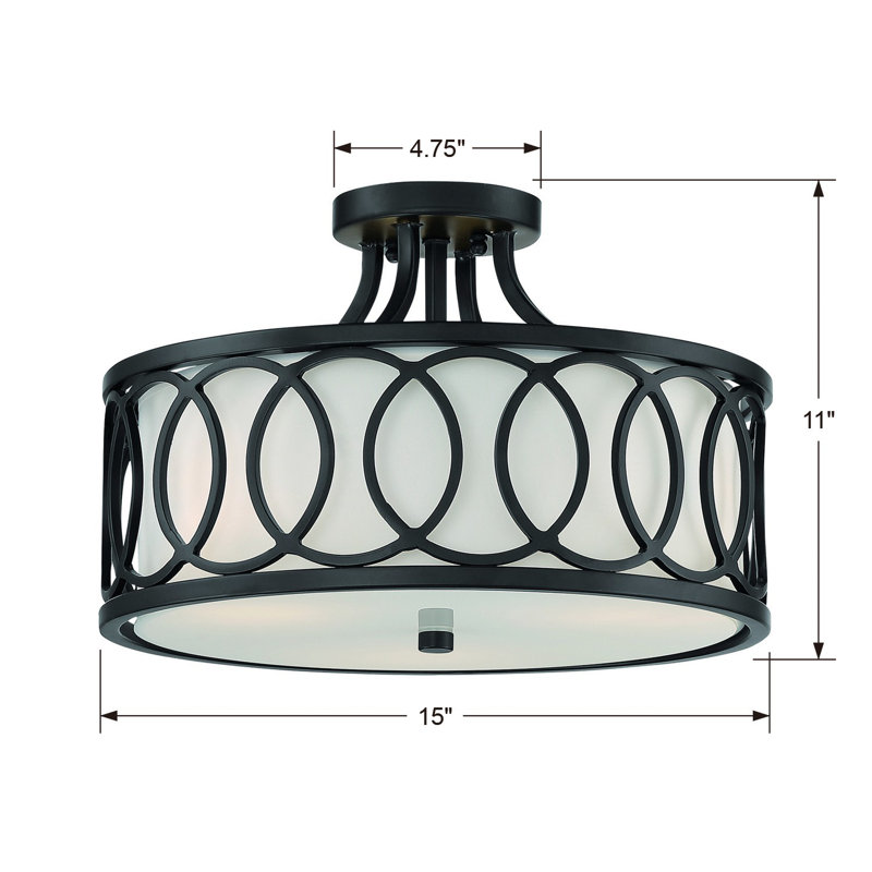 Graham 3 - Light Semi Flush Mount, Black