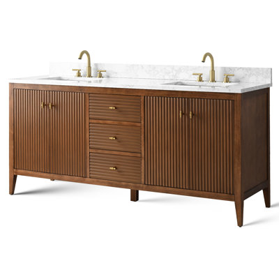 72'' Double Bathroom Vanity with Engineered Marble Top
