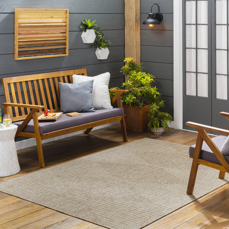 Dement Round Indoor & Outdoor Boho Brown Rug, Rectangle 160 x 230cm