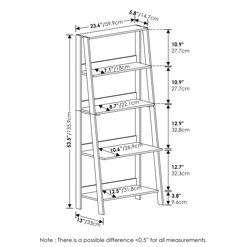 Elliona 135.9cm H x 59.9cm W Ladder Bookcase, Dark Espresso