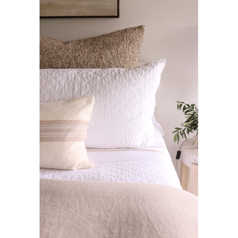 Monaco Square Pillow Cover & Insert, White