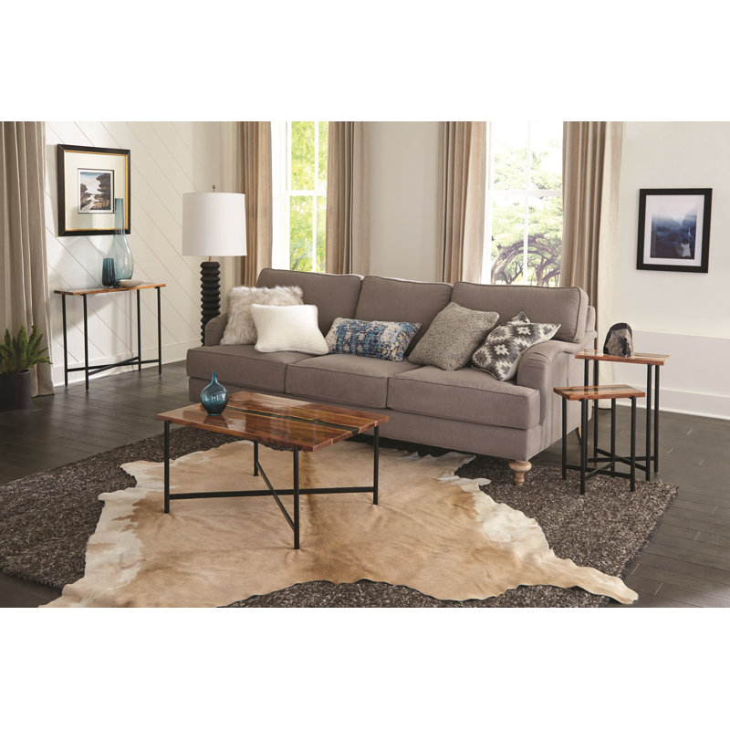Kinden Industrial Solid Wood Acrylic Rectangular Coffee Table, 18" H x 36" W x 24" D