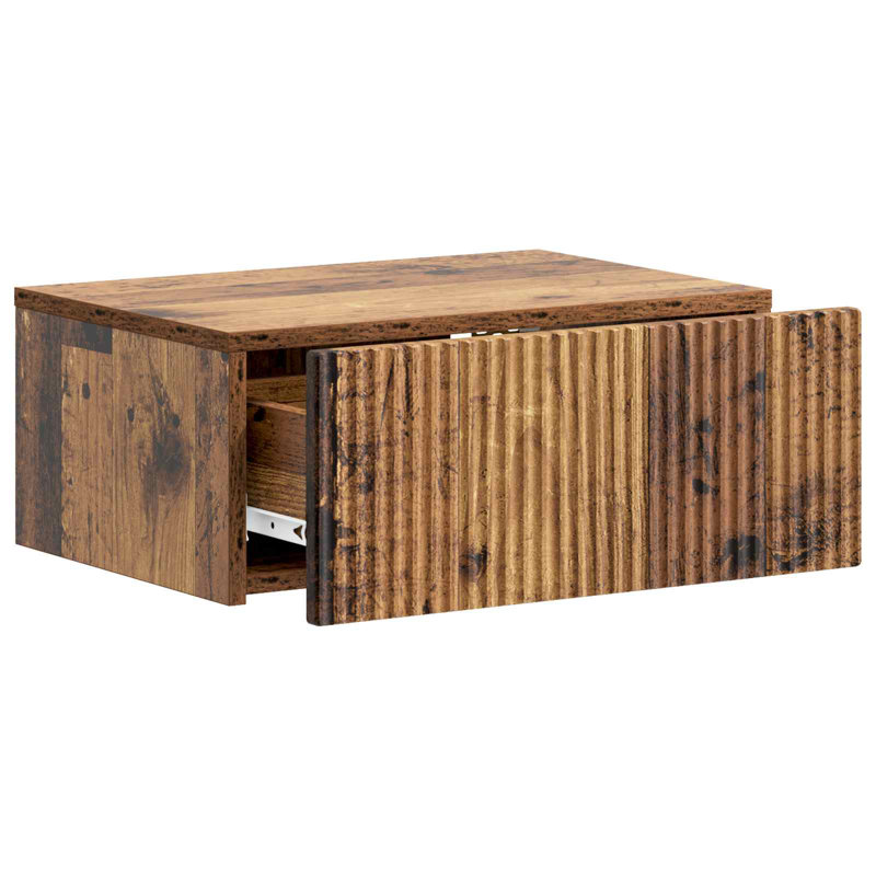 49cm W Manufactured Wood Bedside Table, Old Wood