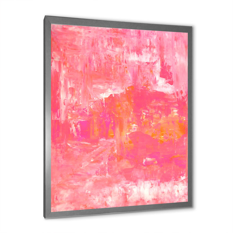 Art abstrait orange et rose, champs de couleurs - Décoration murale moderne et contemporaine sur toile, H 36 po x l 24 po