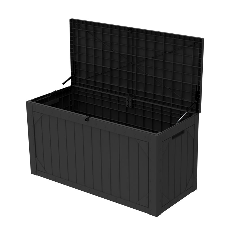 Boîte de terrasse verrouillable en résine résistante à l'eau 100 gallons Decksplore, Black