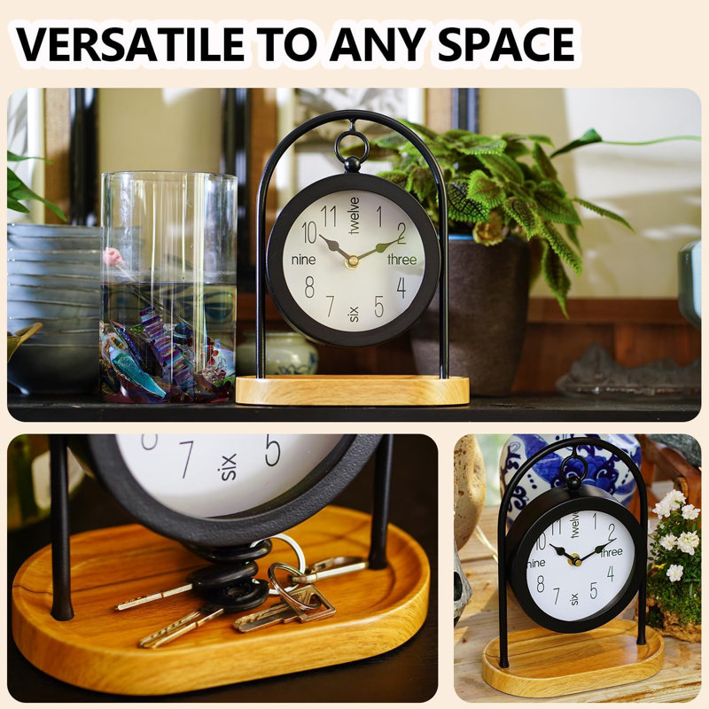 Metal Black Farmhouse Clock