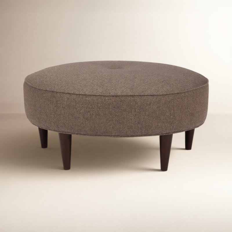 Dispatch Upholstered Ottoman, Dark Walnut, Gray