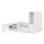 Lit plateforme double en bois avec tiroirs, bureau et tablettes-121082602