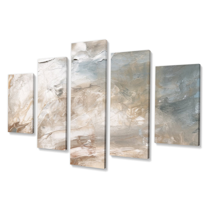 «Serene Sens sensibilité In Gentle Retro Tones III», reproduction d'art murale abstraite - 5 panneaux