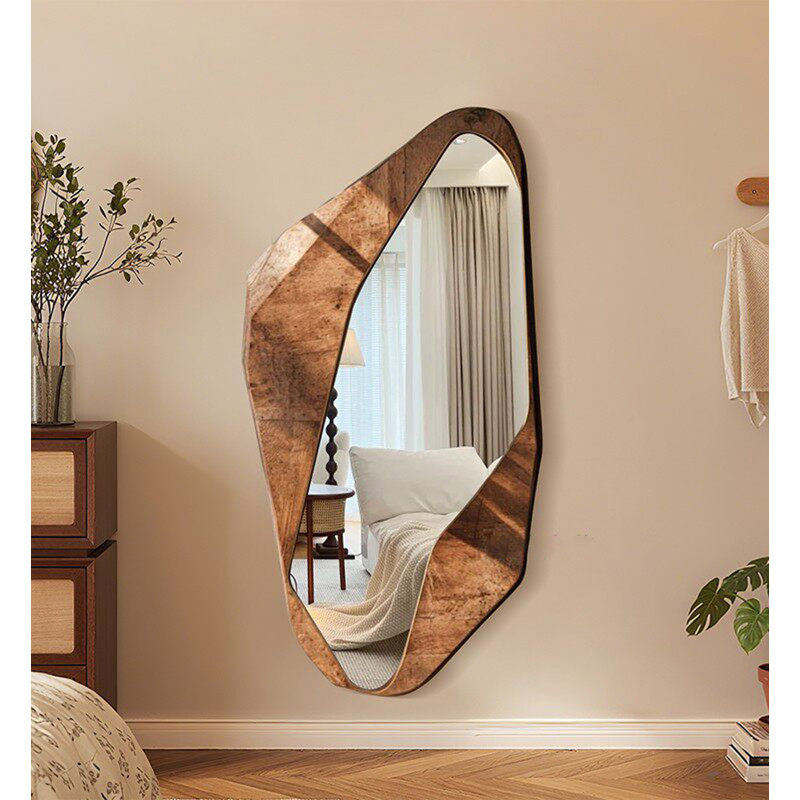 Miroir mural rétro en bois massif