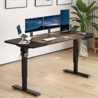 63"×30" Height Adjustable Electric Standing Desk Height Stand Up Computer Desk,Sit And Stand Home Office Desk With Splice Board