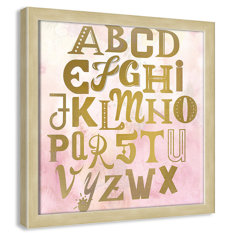 Abc Pink ', impression sur papier, Encadré de boîte champagne, H 12 po x l 12 po x P 1,18 po