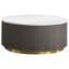 Ensemble de tables basses rondes, base Reeded, garniture dorée, marbre blanc