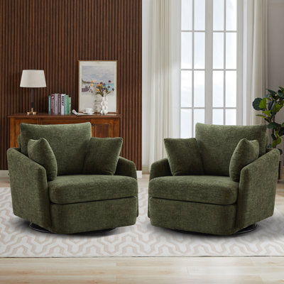 Upholstered Swivel Chair With 2 Side Pillows (set Of 2)