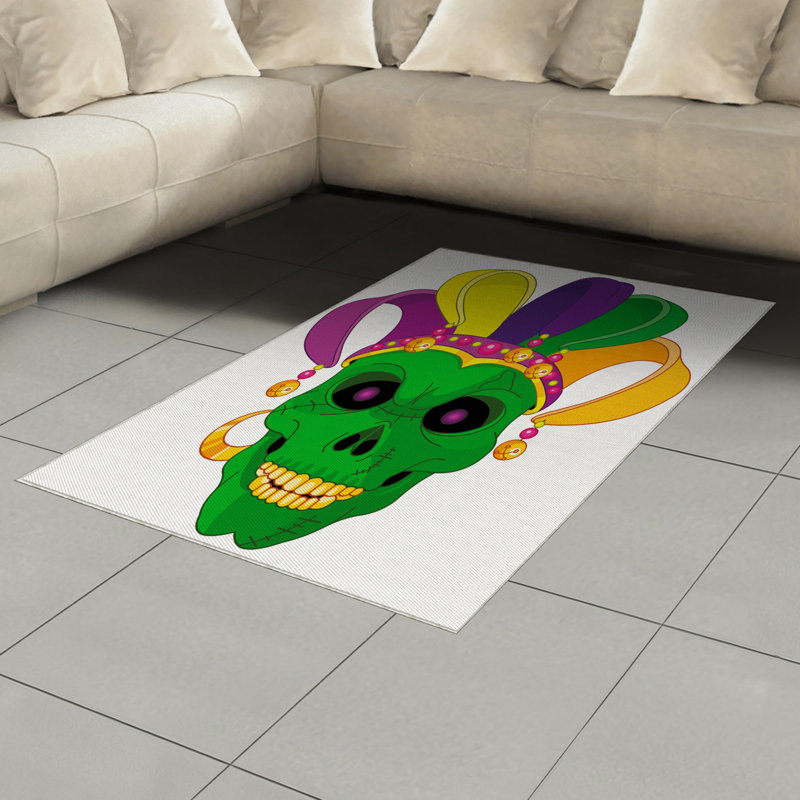 Tapis décoratif en fibres de polyester à haute densité Mardi Gras, Rectangle— 4 pi x 5 pi 8 po