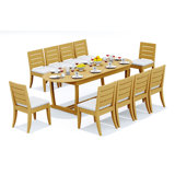 6 Seats 7 Pcs Grade-A Teak Wood Dining Set: 94" Mas Oval Trestle Leg Table And 6 Atnas Arm Chairs #11AT2306