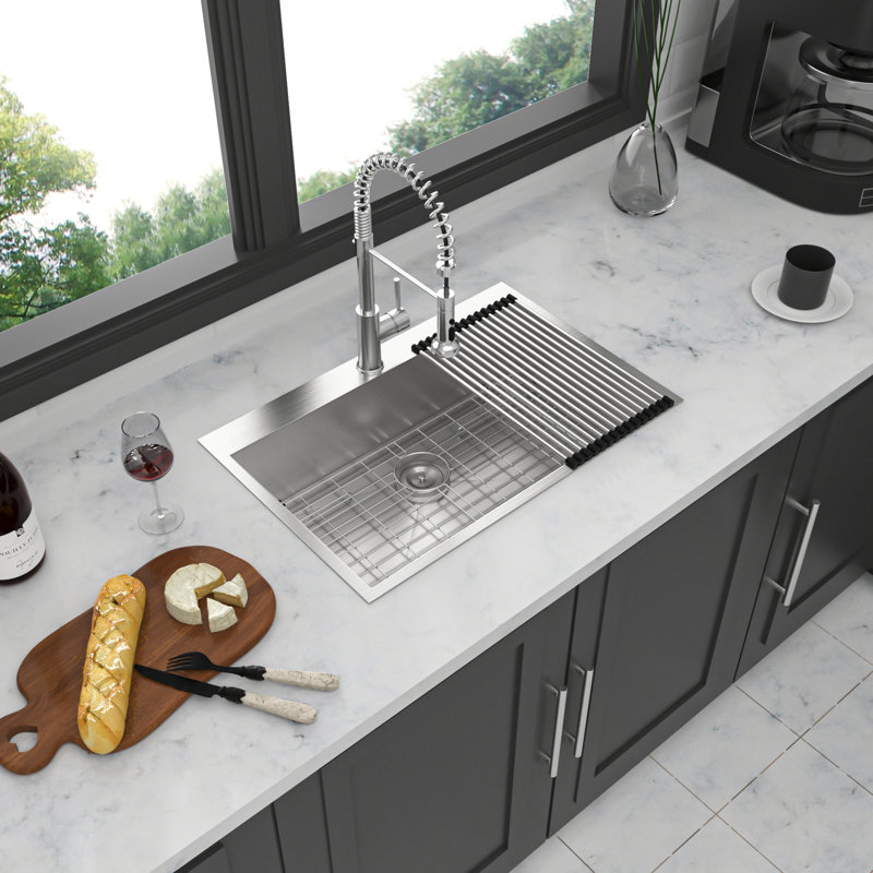 33 X 22 X 9 Inch Kitchen Sink Drop In 16 Gauge Stainless Steel 33" Single Bowl Topmount Kitchen Sink Basin